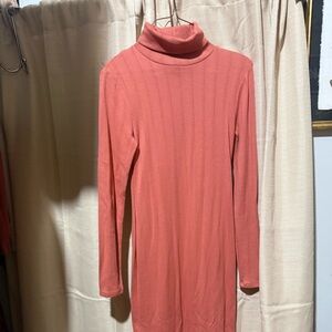 Elegant Coral Long Sleeve Dress